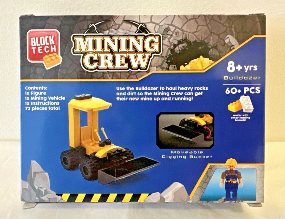 Block Tech Mining Crew Bulldozer With Figure 73 Pieces Building Set - NEW SEALED - Image 3 of 4