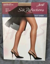 Hanes Silk Reflections Control Top Reinforced Toe Barely Black 718 CD SilkySheer