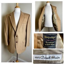 VTG Men's KINGSRIDGE Tan 100 Camel Hair Blazer Sports Jacket Made In USA. 46 C