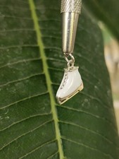 Skater Necklace Ice, Skate Necklace White, Enameled Figure Skating Pendant
