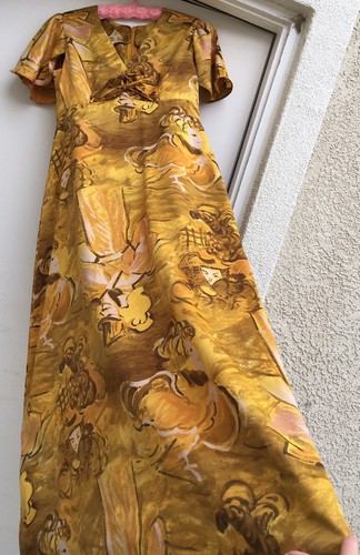 Vintage Made In Hawaii Dress Hawaiian Maxi Dress Man & Woman In Print Size 10 - Picture 8 of 12