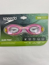 Speedo Kids Glide Print Goggles Pink Lemonade UV Flex Fit No Latex Age 3-8 New