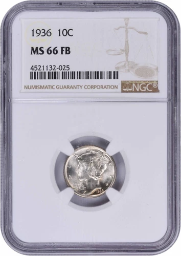 1936 Mercury Silver Dime MS66FB NGC
