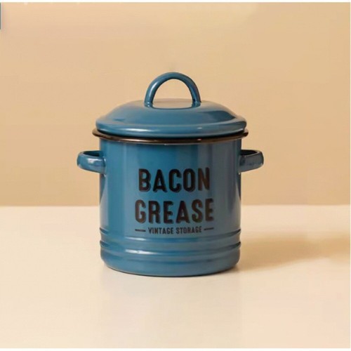 2 Handles Bacon Grease Collector Can Vintage Seasoning Storage Tank - Picture 11 of 14