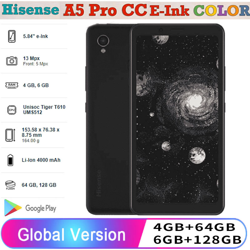 128GB ハイセンスA5pro電子書籍リーダー 約6インチ e inkスマホ 4G Hisense A5 PRO CC Color E Ink Android Phone eBook Reader