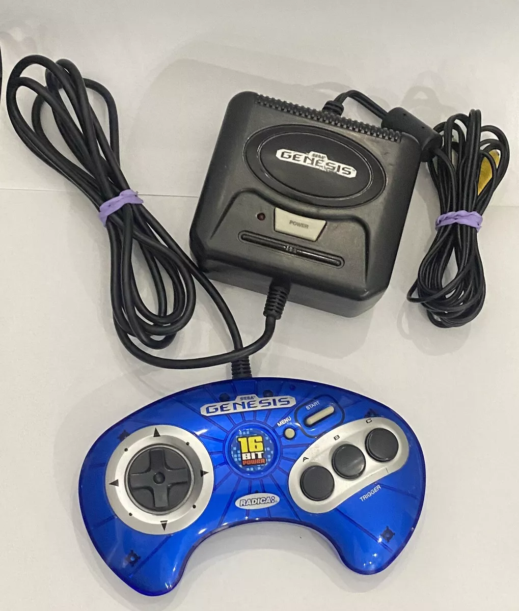 Sega Genesis Mini Console Radica 16 Bit Power 6 in 1 Plug Play Blue Tested