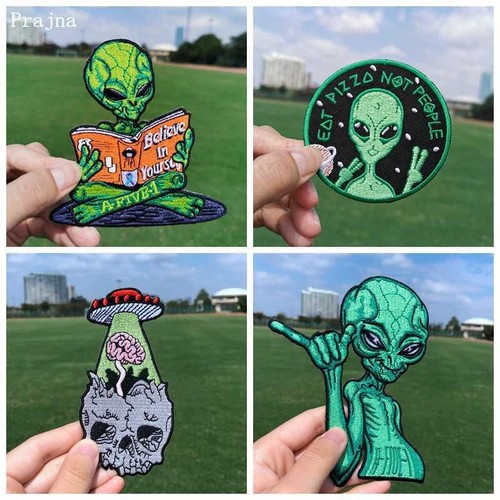 Alien UFO Patch-Heat-Adhesive Embroidered Iron On Patches Clothing DIY Accessory - Picture 7 of 33
