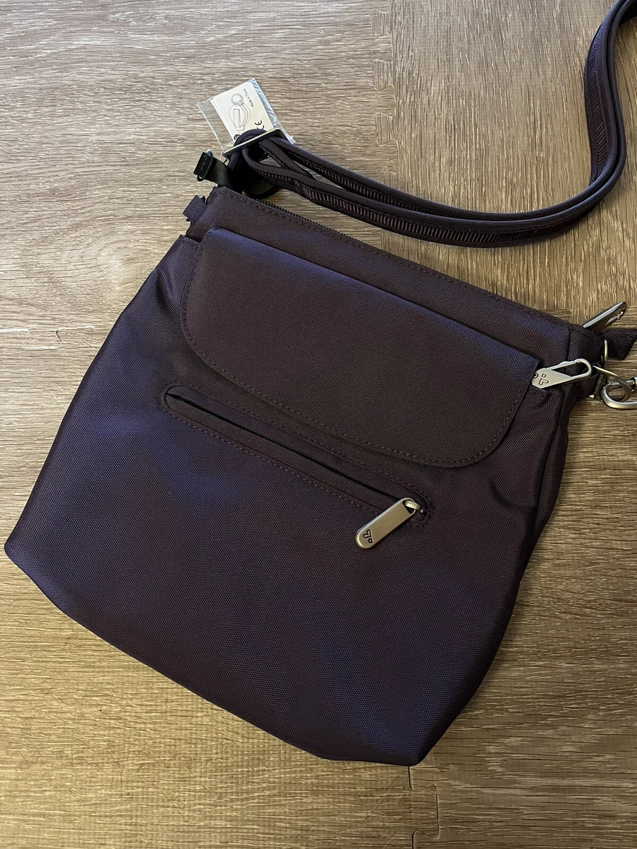 Travelon Anti Theft Classic Purple Zippered Crossbody Mini Shoulder Bag BNWOT