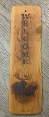 Wood Burn Welcome Moose Wall Art Sign Made In USA Rustic
