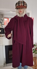 Styled by Yorn Paris Lodenmantel Mantel mit Schal Bordeaux Gr. 38 eher 40-42