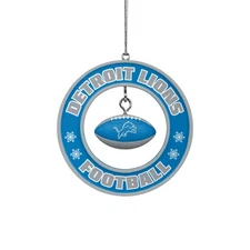 Detroit Lions Christmas Tree Holiday Ornament - Floating Logo Football Snowflake