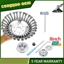8 inch Steel Wire Wheel Brush Cutter Weed Eater Trimmer Head with Adapter Kit