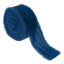 Velvet Ribbon 1-1/2"x3Yd Handmade Frayed Vintage Ribbons Navy Blue