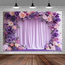 7X5ft Purple Flower Wall Background Photography Lavender Backdrop for Parties We