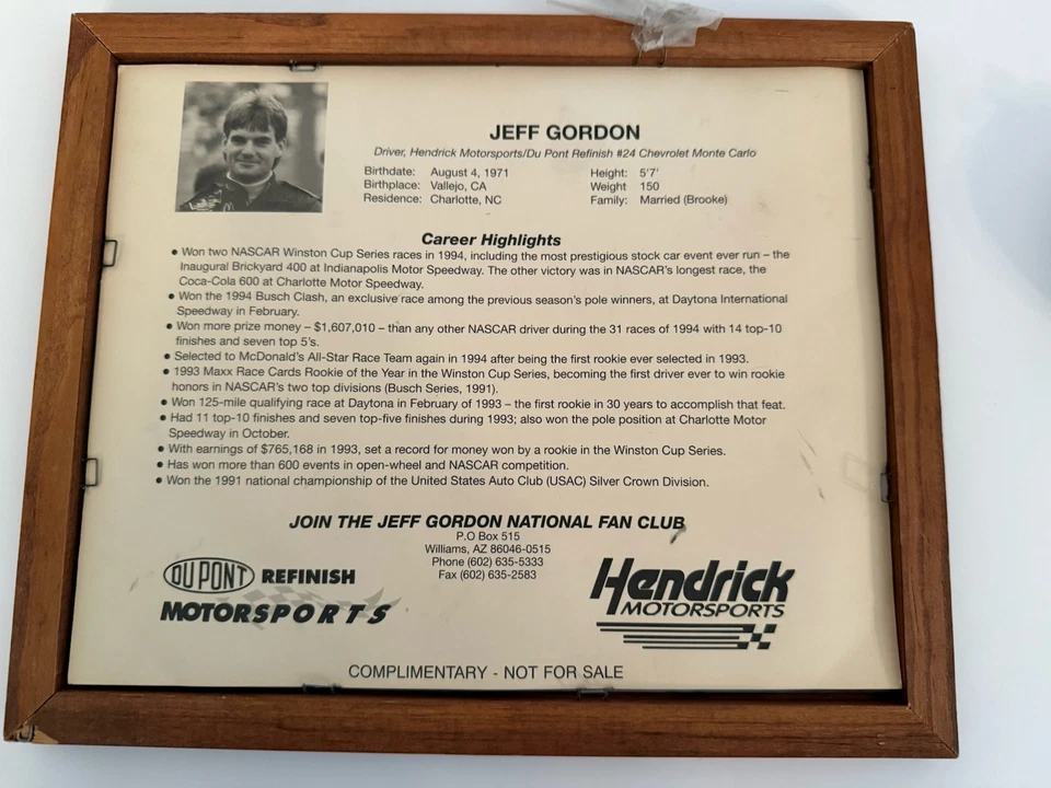 NASCAR Jeff Gordon #24 Monte Carlo Hendrick Motorsports Dupont Racing Autógrafo Foto 4 de 4