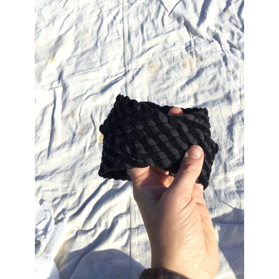 Vintage womens braided fashion belt medium M medium width dress black 80s gothic - Image 4 of 4