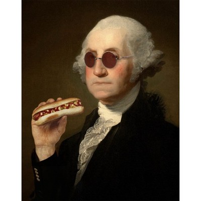 George Washington Hot Dog Art Print Altered Portrait Gallery Wall Decor