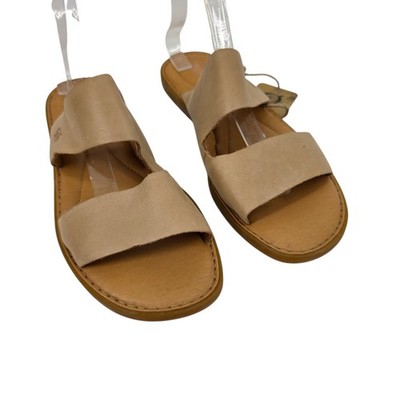 NWT Born Tan Leather Two Strap Cushioned Comfort Slide Sandals Size 11