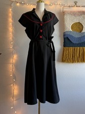 Folter Women’s Rockabilly Pin Up Black Red Retro Dress Size XL Made In USA