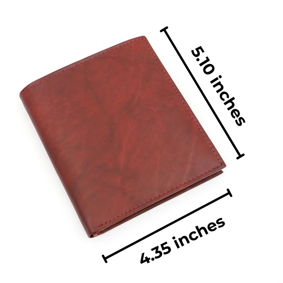 Men's RFID Genuine Leather European Bifold Wallet Hipster 2 ID Windows (Black) - Image 4 of 4