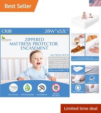 Waterproof Crib Mattress Protector - Zippered Encasement, Baby Approved 28x52x6
