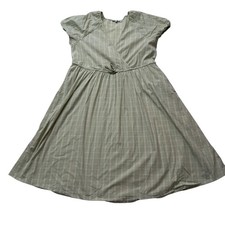 Madewell Plaid Tie Waist Midi Dress Women's XL Seagrass Green Pockets