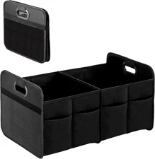 Trunk Organizer for Car/SUV/Truck, Collapsible 2 Compartment Automotive Storage 