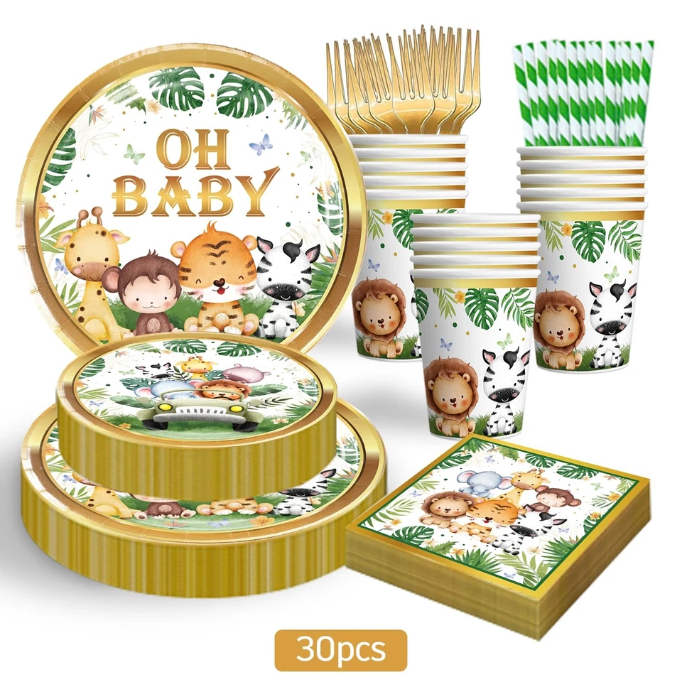 cocomigo 300PCS Safari Baby Shower Decorations, 30 Safari Theme Tableware, Al... - Image 4 of 4
