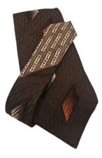 Vintage Lavin Brown Retro Pattern Mens Silk Tie Wedding Y2K Neck Tie BX19