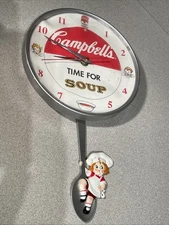 Campbell's Soup Musical Pendulum Wall Clock 2004 M'm M'm Good! 100th Year WORKS