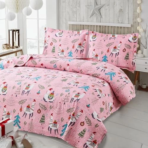 Juego de edredón de Navidad tamaño queen (90 x 90 pulgadas) niños niñas todo completo/rosa reina Foto 2 de 4