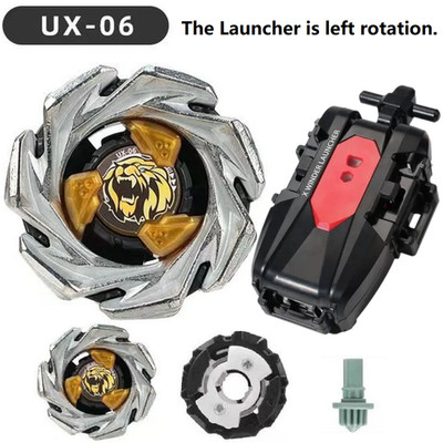 Burst Beyblade UX-06 Leon Crest Gray Yellow Spinning Top Gyro W/Left Launcher