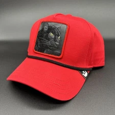 Goorin Bros Animal The Farm Trucker Baseball Snapback Hat Cap Rope Panther Red