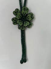 Emerald Green Rhinestone Flower Pendant Long Necklace 50cm New