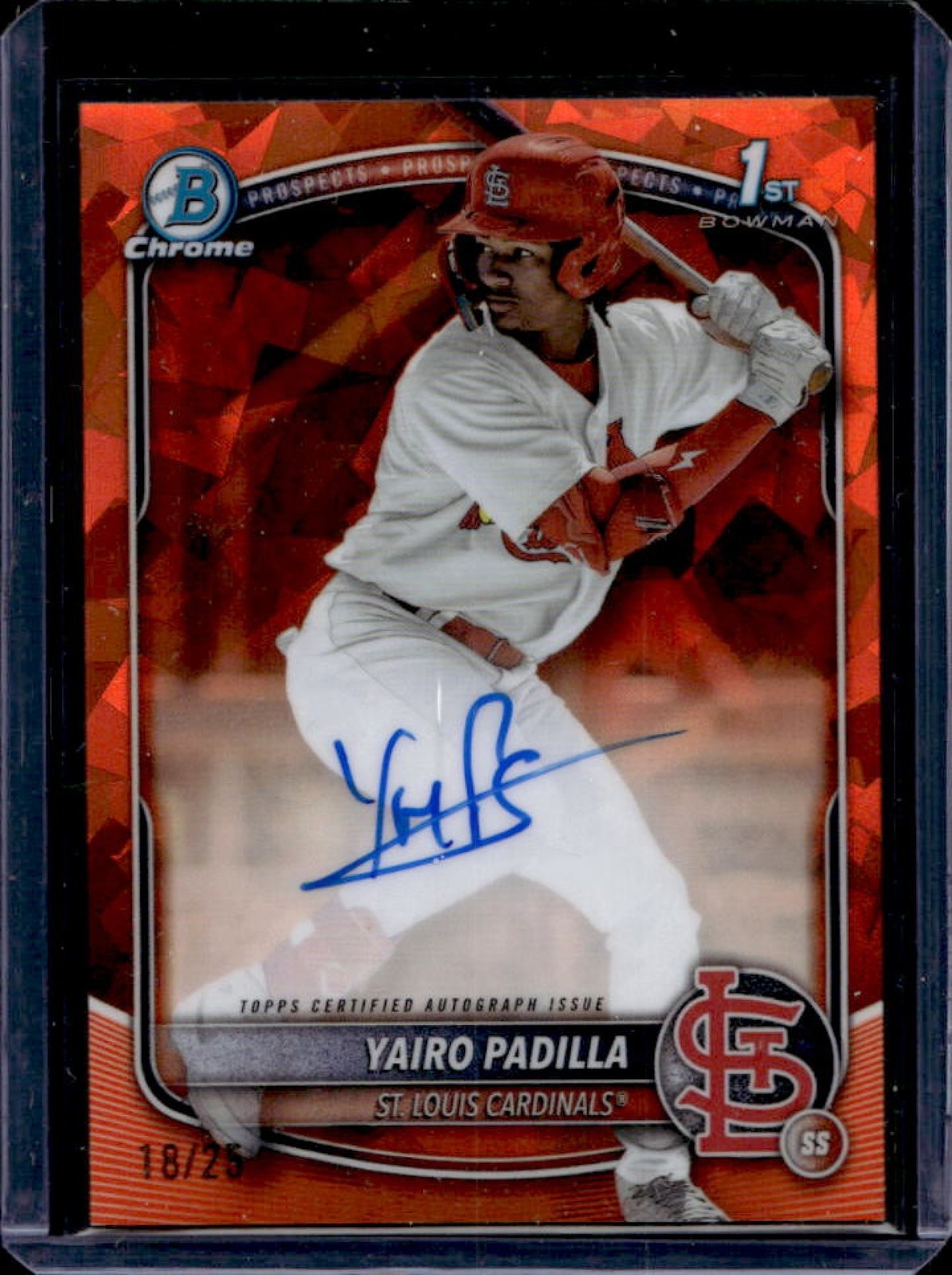 2025 Bowman Chrome Sapphire Yairo Padilla Auto Orange Refractor 1st #18/25