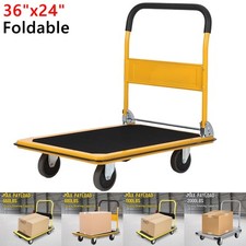 660-2000lbs Platform Cart Dolly Foldable Steel Moving Warehouse Push Hand Truck
