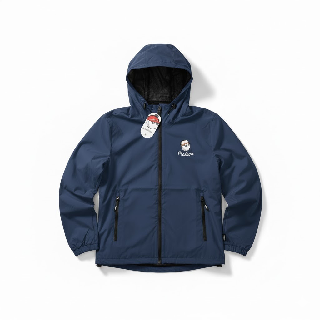 New Men's Malbon Rain Golf Jacket Shell Performance Full Zip Hooded Jacket