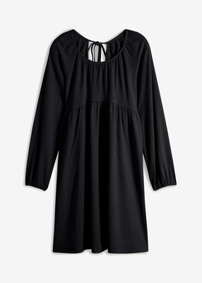 Tunika-Kleid Gr. 40/42 Schwarz Damenkleid Mini-Dress Langarm Freizeitkleid Neu