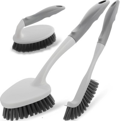 3 Pack Heavy Duty Scrub Brush Set for Household Use, Long Scrub Brush, Handheld