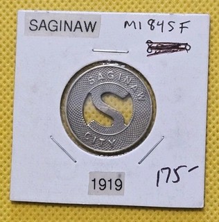 1919 Saginaw City School Ticket Transit Token MI845F B2579