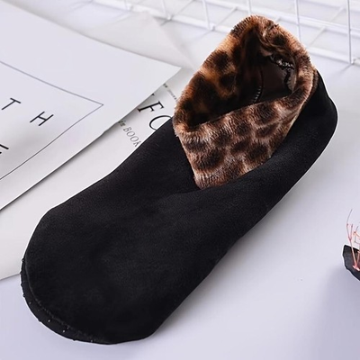 #ad 2 Pairs Womens Slipper Socks Fleece Lined Winter Warm Floor Booties Leopard $3.99