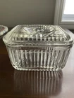 Vintage Anchor Hocking Rectangular Clear Glass Ribbed Refrigerator Dish & Lid