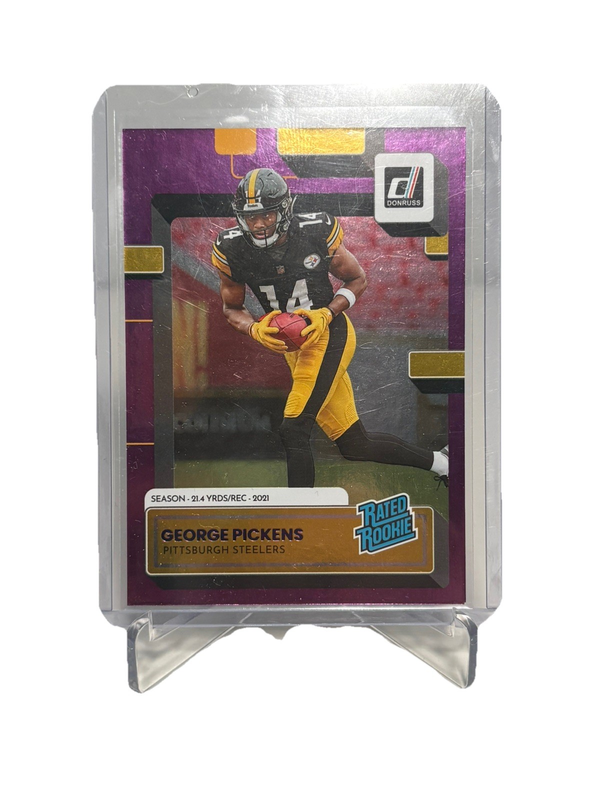 2022 Panini Donruss George Pickens Season Stat Line /22 #323 Rated Rookie