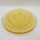 Lot of 8 Vintage Yellow Depression Glass CAMEO BALLERINA Dinner & Desert Plates