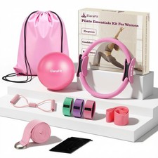 Home Pilates Ring and Ball Set for Women with 4 Resistance Bands 13 inch Magi...