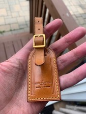 Authentic Louis Vuitton leather luggage tag  