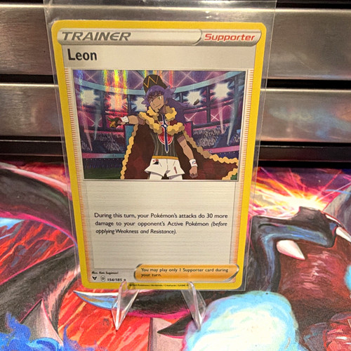 Pokemon Leon Trainer 154/185 SWSH04 Vivid Voltage Holo Rare English