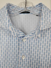 Turtleson Polo Golf Shirt Mens Medium All Over Blue Rope Knot Print SS Excellent