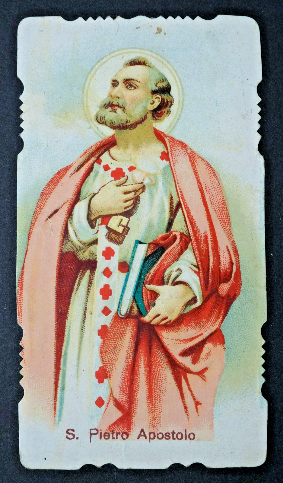 San Pietro apostolo - Santino fustellato inizio '900 Holy card  10,5x5,7 cm