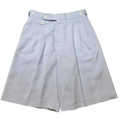 Vintage 80s Light Blue 100% Linen Pleated Shorts High Waist Bermuda Womens Golf